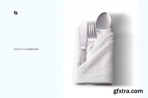 CreativeMarket - Folded Napkin With Utensils Mockup 6195343