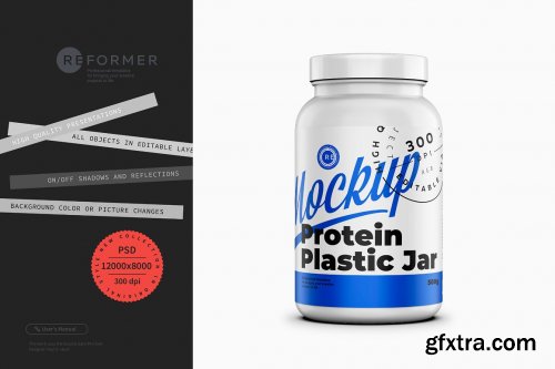 CreativeMarket - Glossy Protein Jar Mockup 250g 6488854