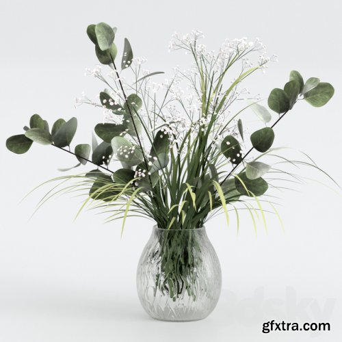 Bouquet of eucalyptus with grass and flowers