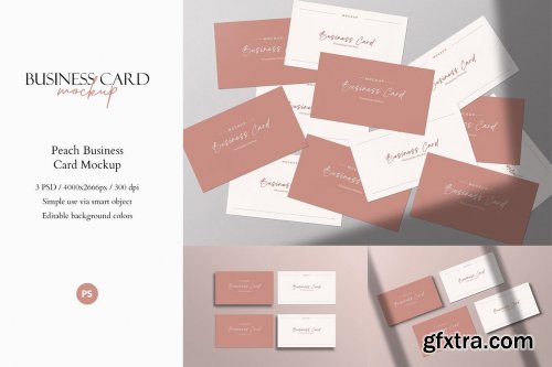 Peach Business Card Mockup