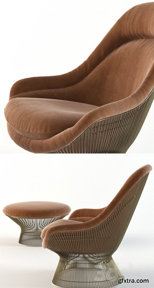 Warren Platner Easy Chair, Knoll, ottoman