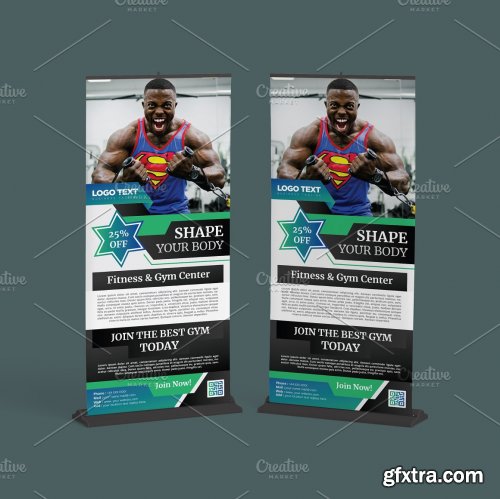 CreativeMarket - Fitness Gym Roll up Banner Template 5629674