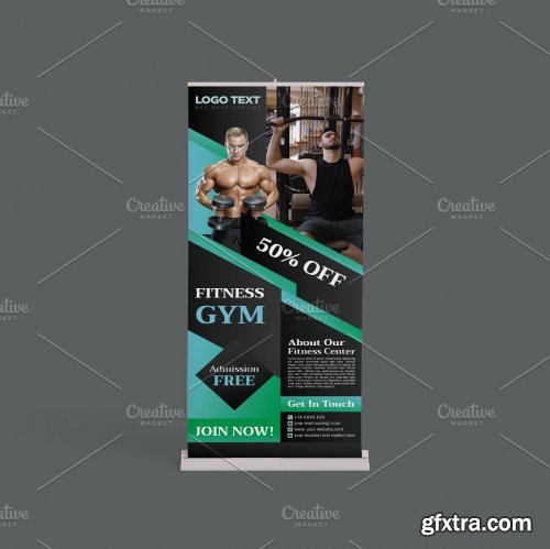 CreativeMarket - Gym Fitness Advertising Roll up 5629669