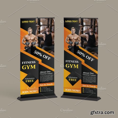 CreativeMarket - Gym Fitness Advertising Roll up 5629669