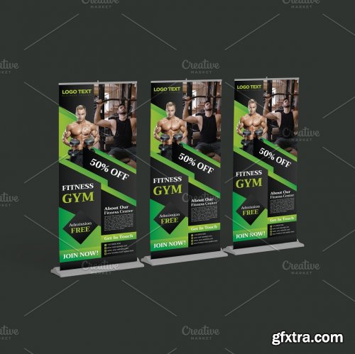 CreativeMarket - Gym Fitness Advertising Roll up 5629669