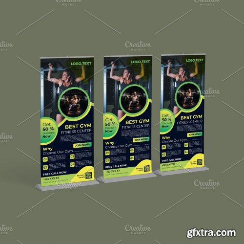 CreativeMarket - Creative Gym Roll up Banner Template 5629733