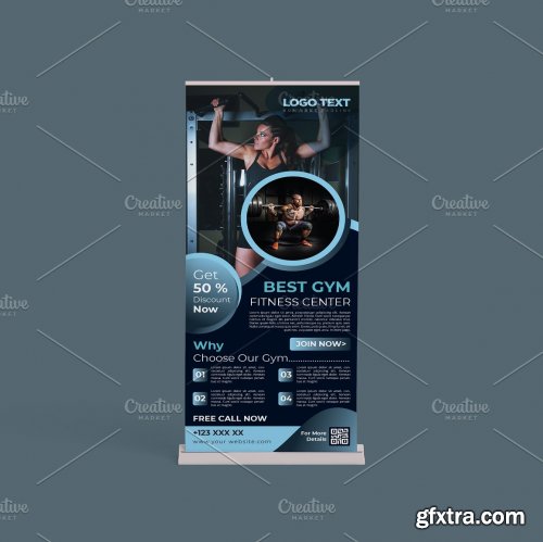 CreativeMarket - Creative Gym Roll up Banner Template 5629733