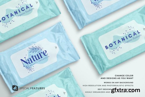 CreativeMarket - Disposable Wipes Packaging Mockup 5180083