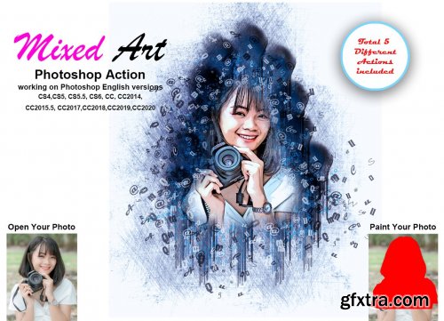 CreativeMarket - Mixed Art Photoshop Action 5461820