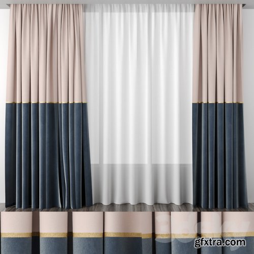 Curtains baked milk and gray-blue