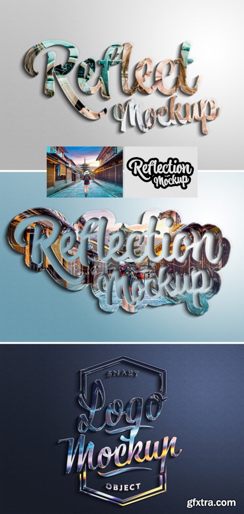 Text Effect Mockup with 3D Glossy Reflection and Shadow 461350653