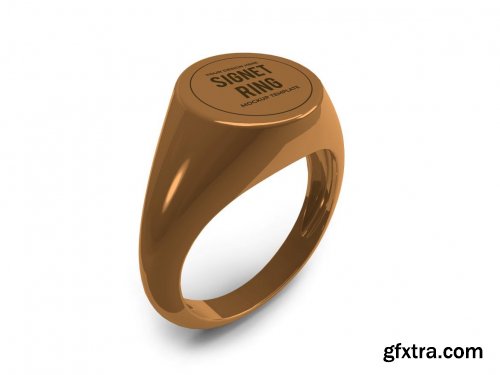 Golden Signet Ring Mockup Template Set