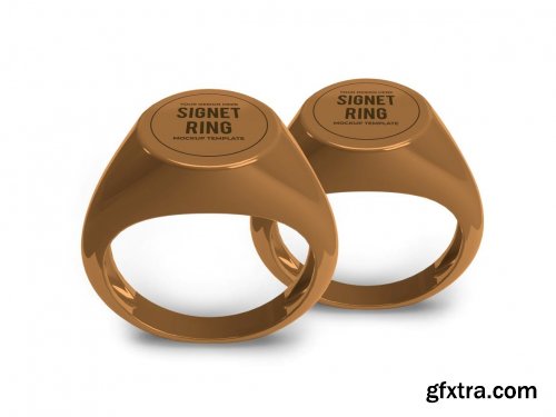 Golden Signet Ring Mockup Template Set