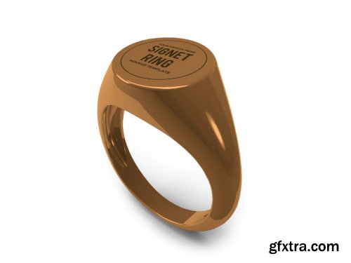 Golden Signet Ring Mockup Template Set