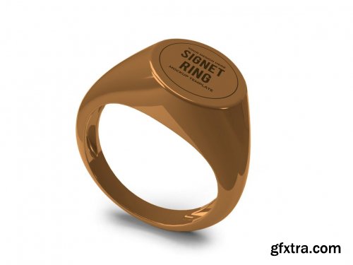 Golden Signet Ring Mockup Template Set