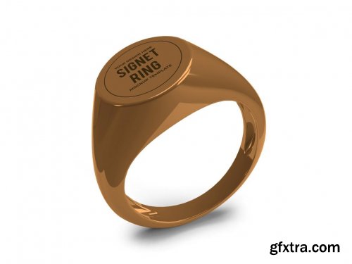 Golden Signet Ring Mockup Template Set