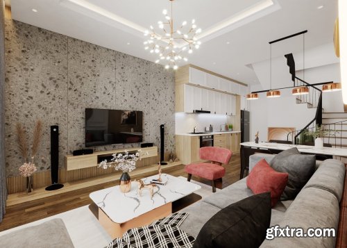 Sketchup Living Room Interior by To Dung