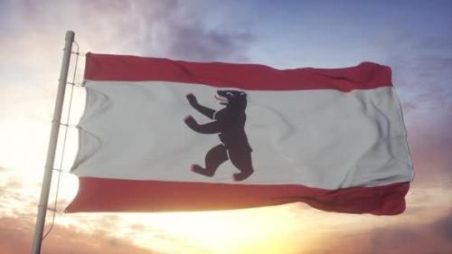Videohive - Berlin Flag Germany Waving in the Wind Sky and Sun Background - 34507155 - 34507155
