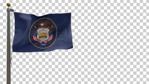 Videohive - Utah State Flag (USA) on Flagpole with Alpha Channel - 4K - 34508326 - 34508326