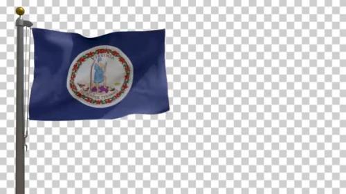 Videohive - Virginia State Flag (USA) on Flagpole with Alpha Channel - 4K - 34508327 - 34508327