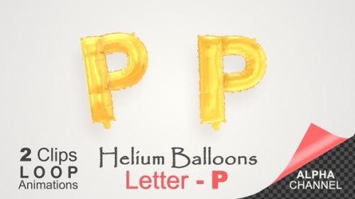 Videohive - Helium Gold Balloons With Letter – P - 34510813 - 34510813