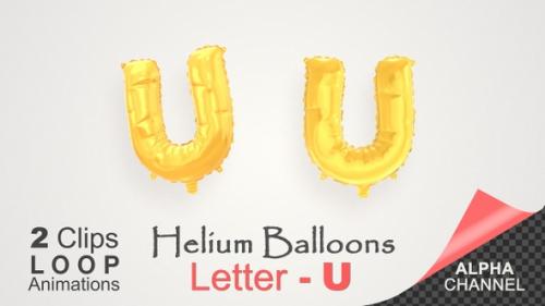 Videohive - Helium Gold Balloons With Letter – U - 34512032 - 34512032