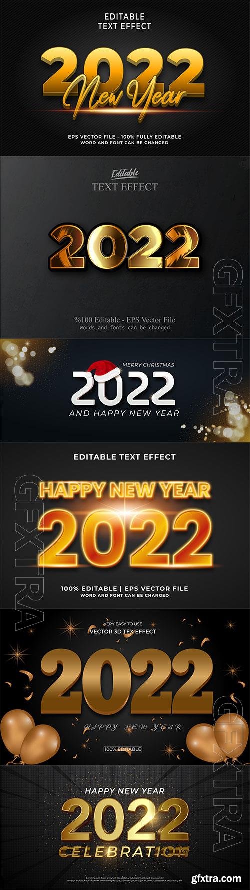 Merry christmas and happy new year 2022 editable vector text effects vol 2