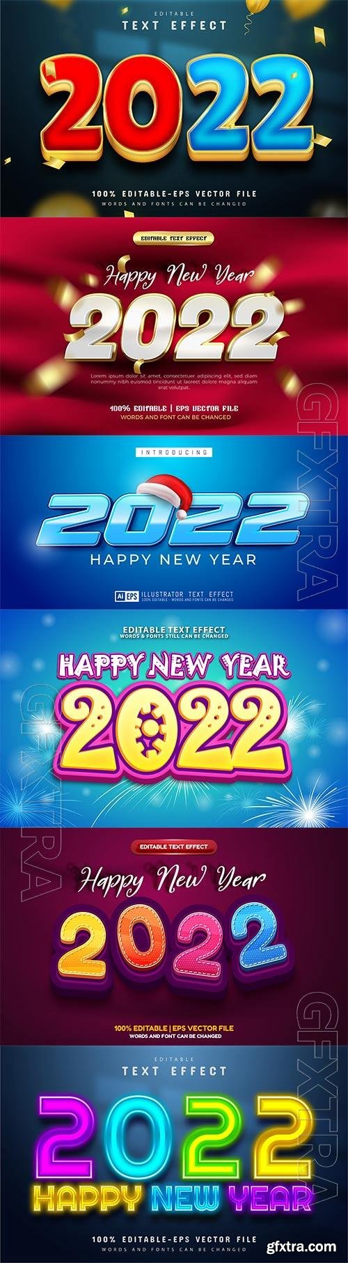 Merry christmas and happy new year 2022 editable vector text effects vol 5