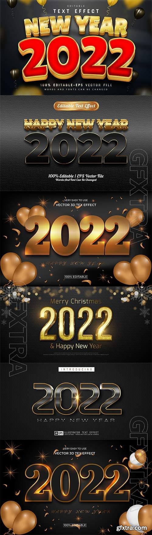 Merry christmas and happy new year 2022 editable vector text effects vol 4