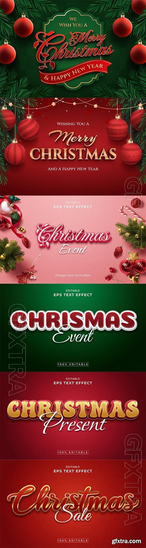 Merry christmas and happy new year 2022 editable vector text effects vol 1