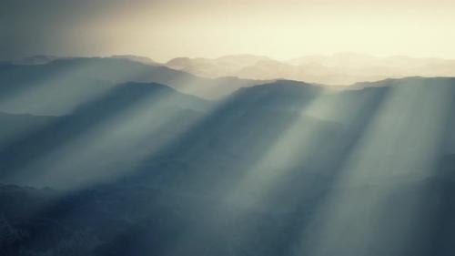 Videohive - Black Rocky Mountain Silhouette in Deep Fog - 34519473 - 34519473