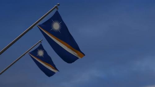 Videohive - Marshall Islands Flags In The Blue Sky - 4K - 34519774 - 34519774