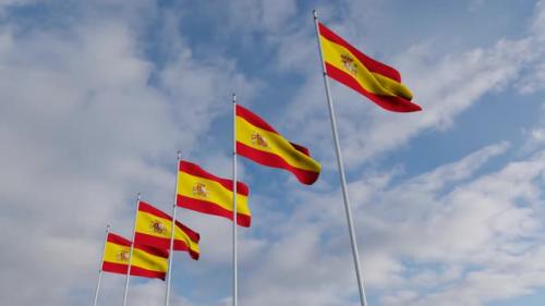 Videohive - Waving Flags Of The spain blue sky - 34521505 - 34521505