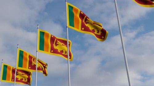 Videohive - Waving Flags Of The Sri Lanka blue sky - 34521518 - 34521518