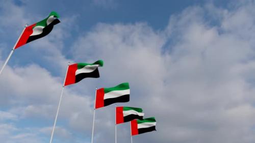 Videohive - Waving Flags Of The United Arab Emirates blue sky - 34521891 - 34521891