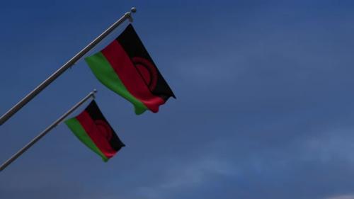 Videohive - Malawi Flags In The Blue Sky - 4K - 34514433 - 34514433