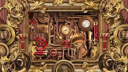 Videohive - Gears On A Steampunk Monitor - 29520076 - 29520076