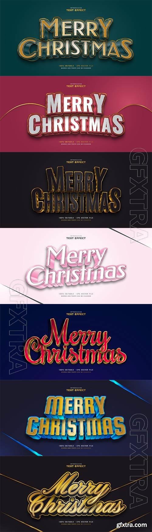 Merry christmas and happy new year 2022 editable vector text effects vol 27