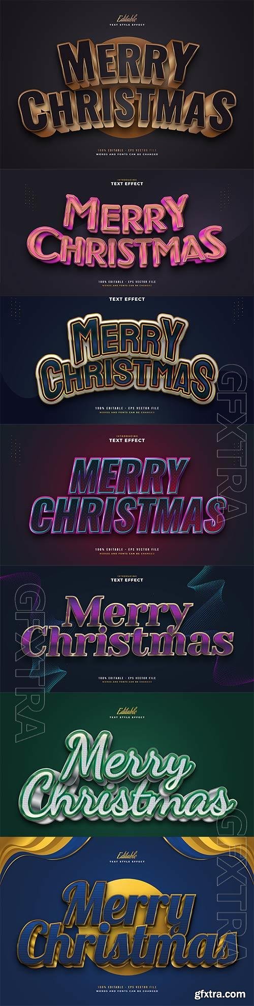 Merry christmas and happy new year 2022 editable vector text effects vol 26