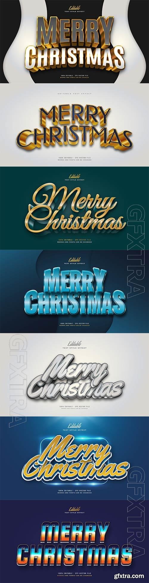 Merry christmas and happy new year 2022 editable vector text effects vol 24