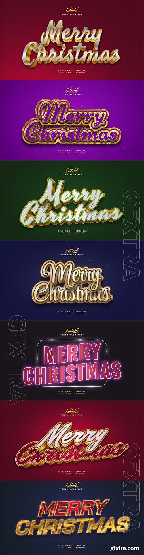 Merry christmas and happy new year 2022 editable vector text effects vol 20