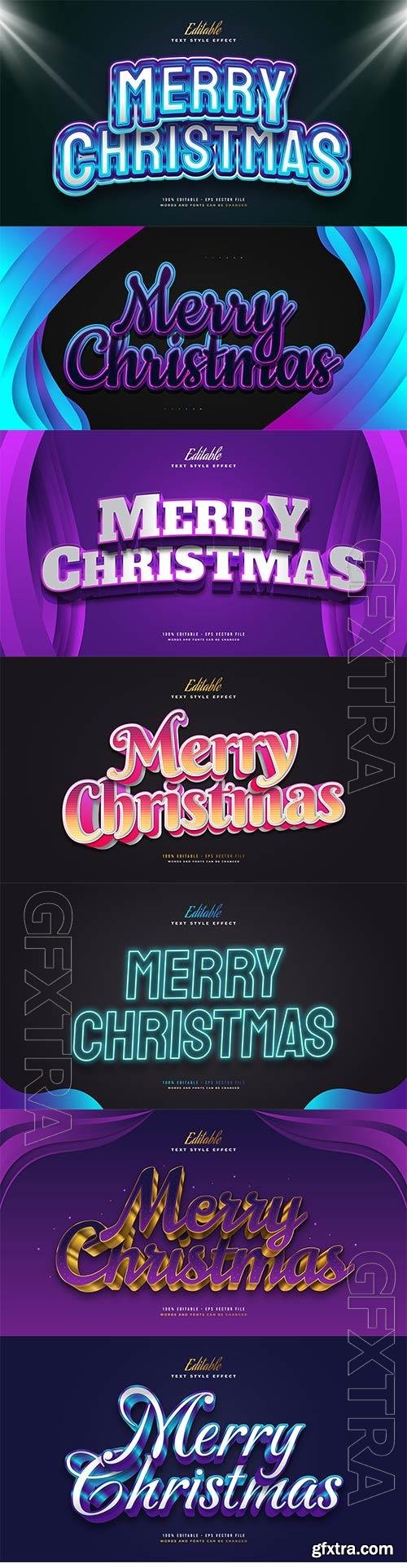 Merry christmas and happy new year 2022 editable vector text effects vol 22