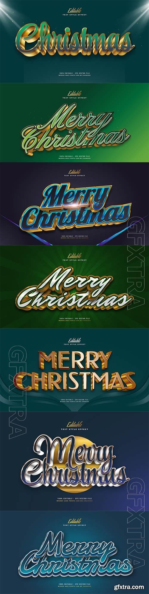 Merry christmas and happy new year 2022 editable vector text effects vol 23