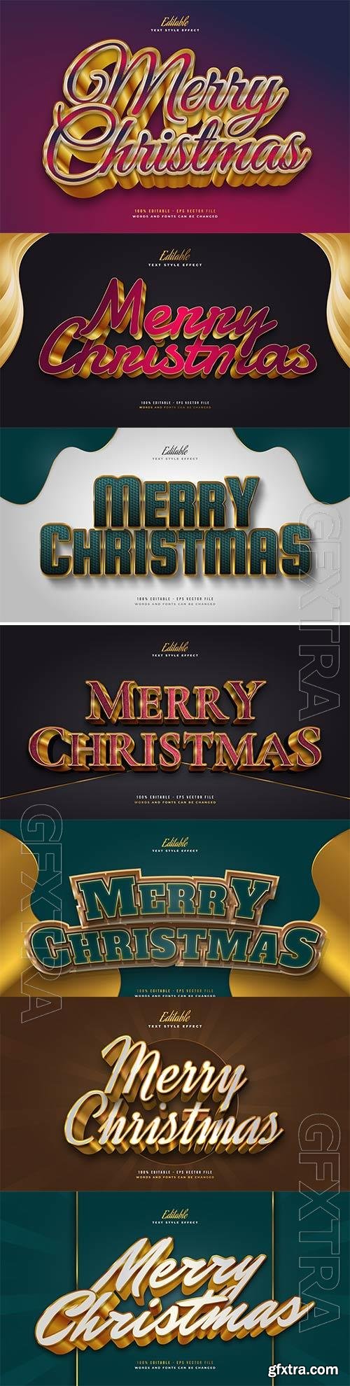 Merry christmas and happy new year 2022 editable vector text effects vol 25