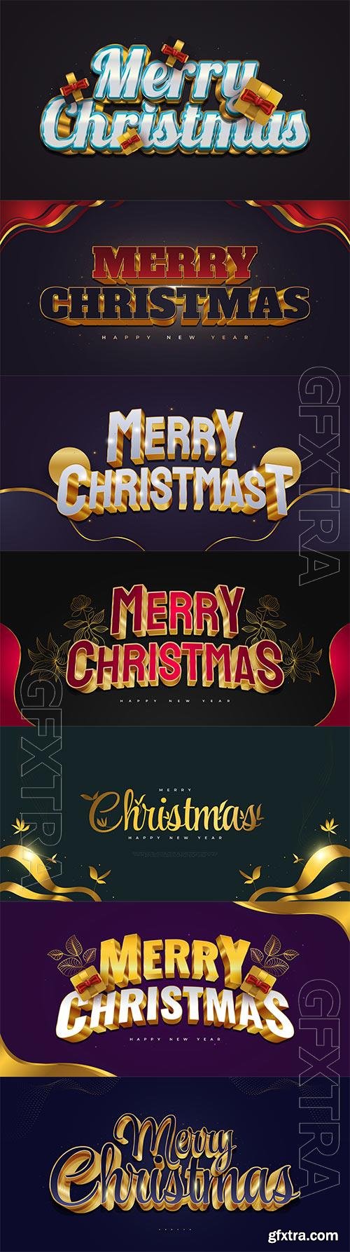 Merry christmas and happy new year 2022 editable vector text effects vol 17