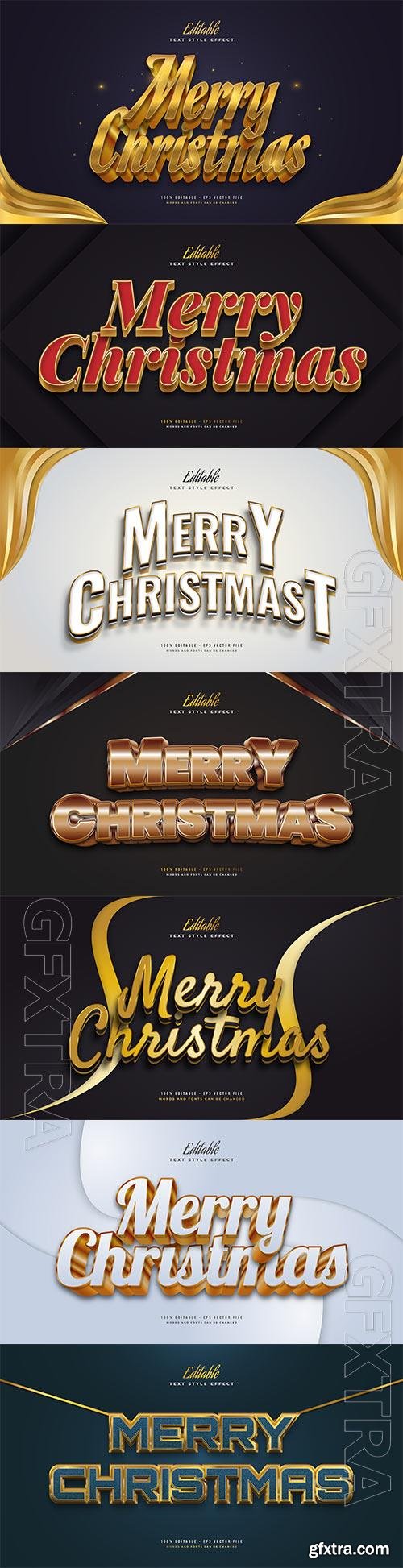 Merry christmas and happy new year 2022 editable vector text effects vol 18