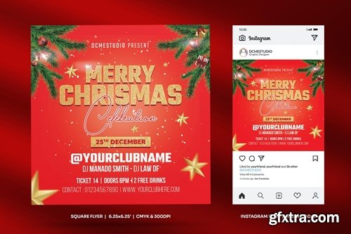 Merry Christmas Square FLyer & Instagram Post