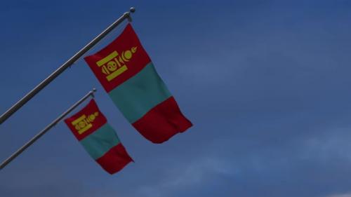 Videohive - Mongolia Flags In The Blue Sky - 4K - 34522694 - 34522694