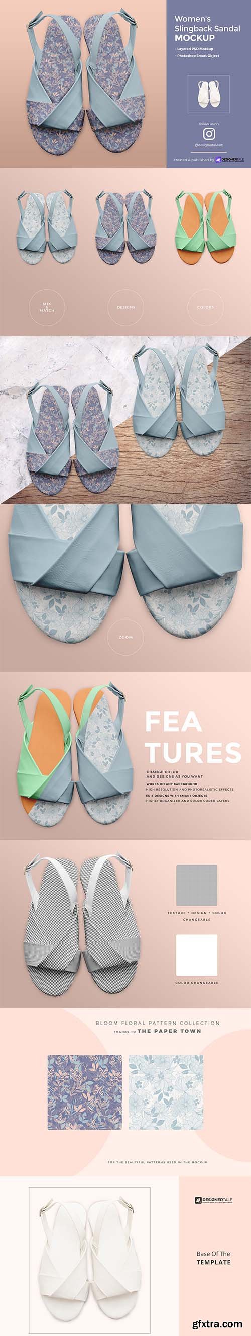 CreativeMarket - Women’s Slingback Sandal Mockup 4364337