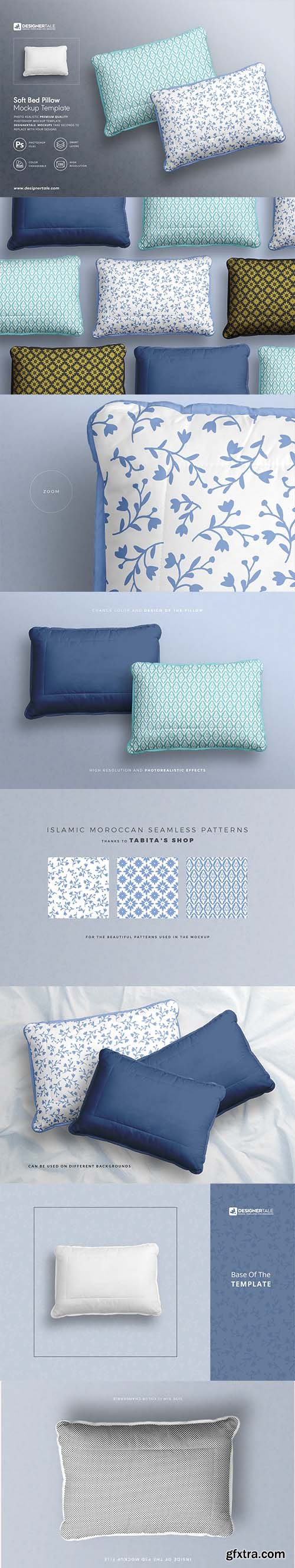 CreativeMarket - Top View Soft Bed Pillow Mockup 4131459